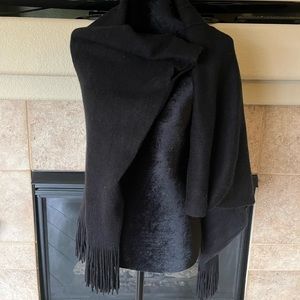 BLACK Shawl Cape with Fringe!!
